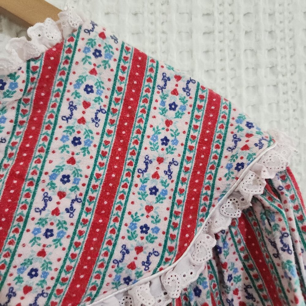 Vintage Grannycore Cottagecore Lace Collar Striped Nightgown Large - Picture 11 of 13